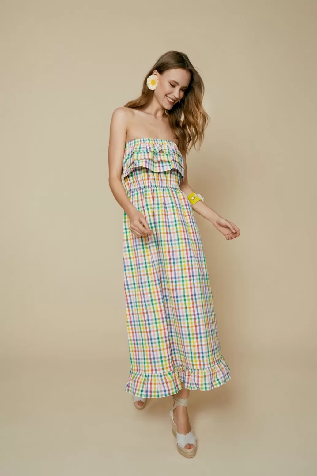 Coosy VESTIDO CHECKMULTICOLOR